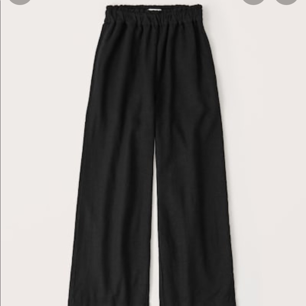 Abercrombie & Fitch A&F Linen-Blend Cropped Wide Leg Pants